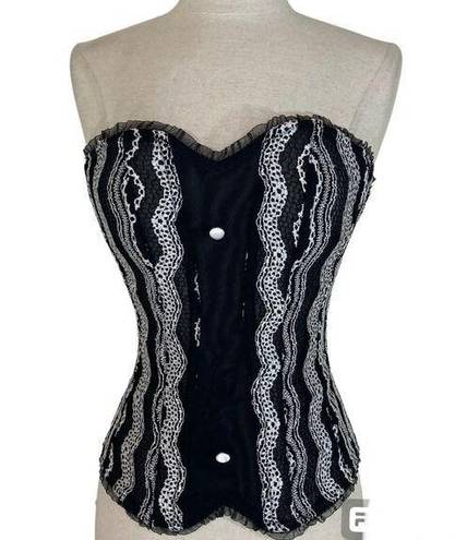 Frederick's of Hollywood  black bustier, womens 34/med black white lace corset top
