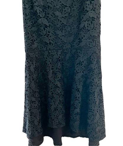 Lee NWT SAU  Lace Off Shoulder Cocktail Black Asymmetric Midi Dress Sz 4