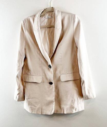 Mango MNG  Casual Long Sleeve Peak Lapel Single Breasted Blazer Jacket Tan Small