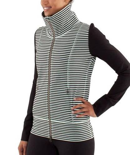 Lululemon Daily Yoga Jacket Mint Green Striped High Neck Jacket