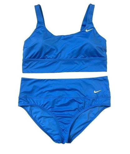 Nike Pacific Blue Midkini & High Waisted Bikini 2-Piece Swim Set Sz XL Women