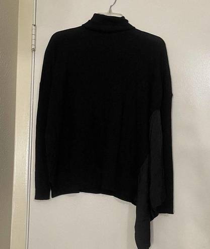 ALLSAINTS NWT All Saints Black Alda Asymmetrical Merino Wool Blend Turtleneck Sweater XS