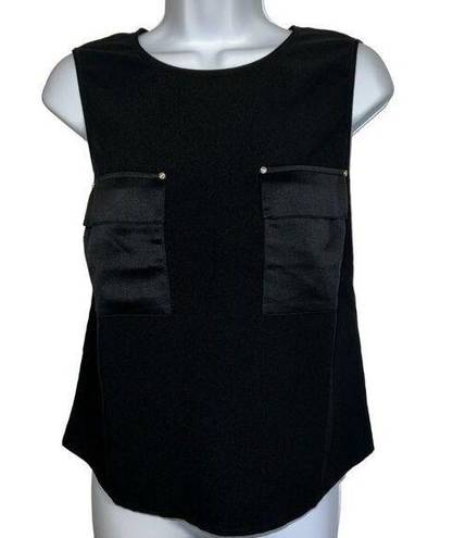 White House | Black Market  Black Boxy Crop Top Satin Pockets NWT Size Small