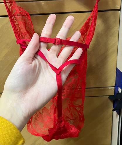 Victoria's Secret Victoria’s Secret Red Lace Strappy Bodysuit