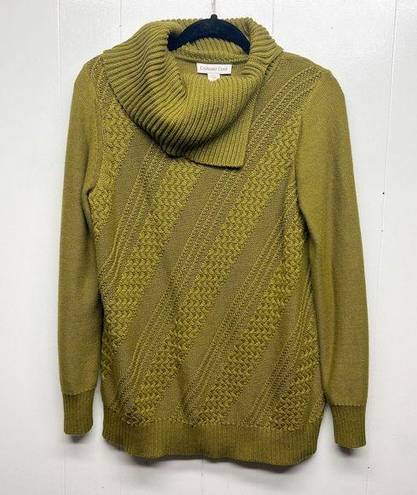 Coldwater Creek  Olive Green Women's Pullover Knit Sweater Size Medium Cowl Neck