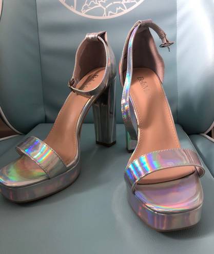 Bella Marie Holographic Chunky Heels 