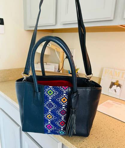 Artisan bags | Artsy colorful textured pebbled soft vegan leather satchel bag