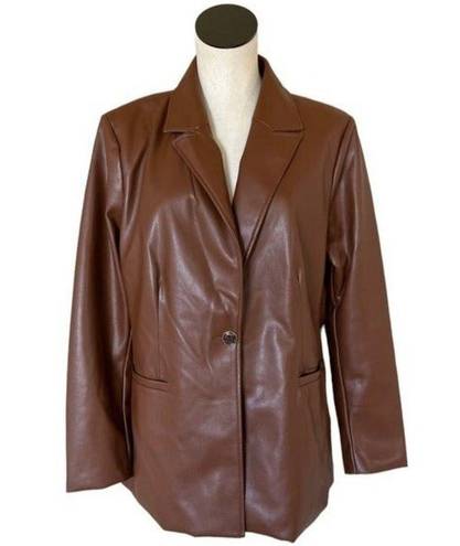 Marc New York NWT  ANDREW MARC FAUX LEATHER ONE BUTTON BLAZER JACKET LARGE