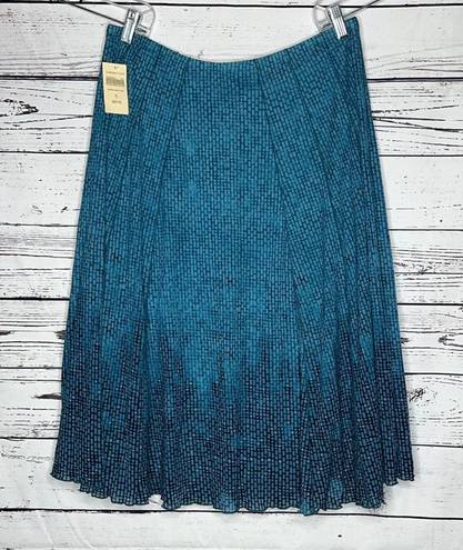 Coldwater Creek  NWT Size XL 16 Blue Ombré Aegean Mesh Pull-On A-Line Godet Skirt