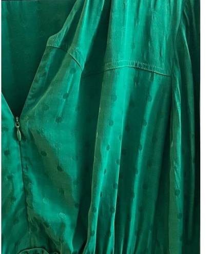 Sandro  Paris 42 8 10 Claudia Emerald Green Dot Jacquard Dress Mini Satin Viscose