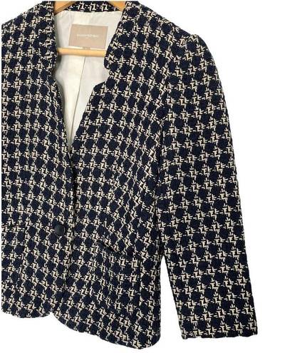 Banana Republic  Womens 4 Tweed Blazer One Button Career Classic Lined Navy Blue