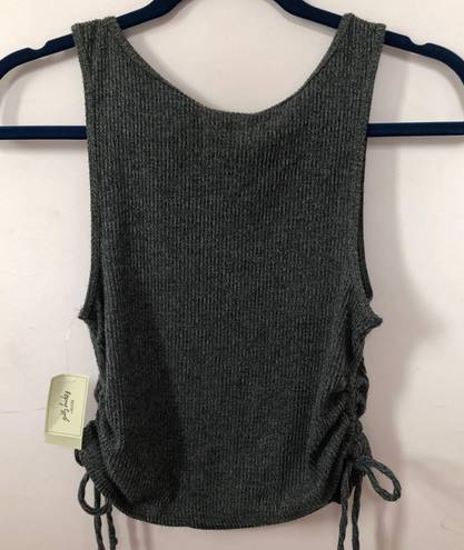 Gilly Hicks by Hollister Ruched Drawstring Gray Ribbed Cropped Tank