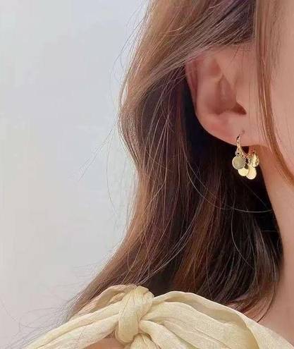 Metal Disc Tassel Gold Hoop Earrings for Women