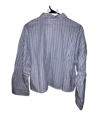 Everlane NWT  The Woven P.J. Top Blue & White Stripe 100% Cotton Boxy Size Medium