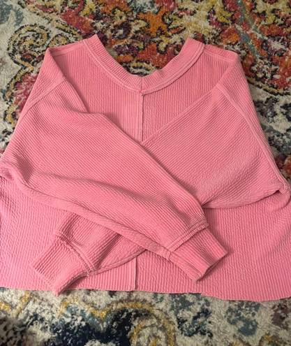 Aerie Pink V Neck Sweatshirt