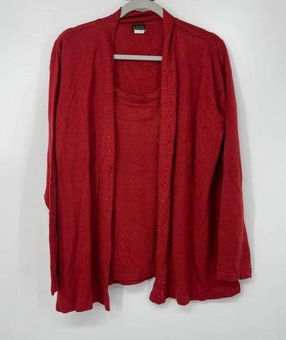 One Piece SALON STUDIO RED  CARDIGAN STYLE EMBELLISHED SWEATER SIZE XL