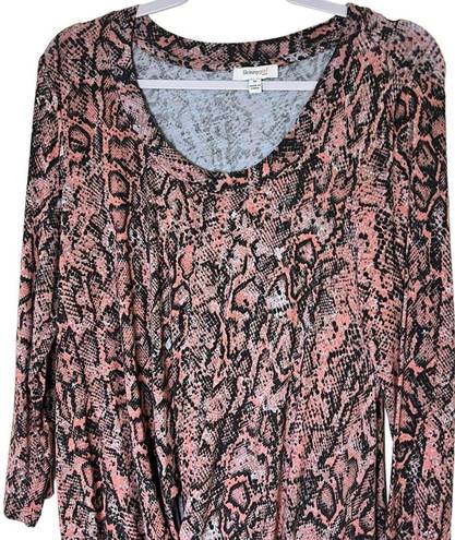 Skinny Girl  Jeans Pink Snakeprint Twist Front Long Sleeve T Shirt Top Blouse M