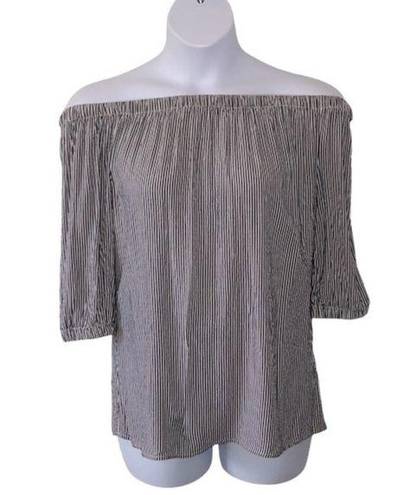 Beach Lunch Lounge Grey Off Shoulder Striped Blouse size medium