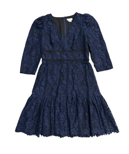 Shoshanna Navy Ruffle Mini Miran Paisley Lace Dress