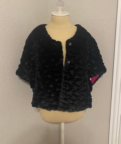 Betsey Johnson Black Faux Fur Shawl