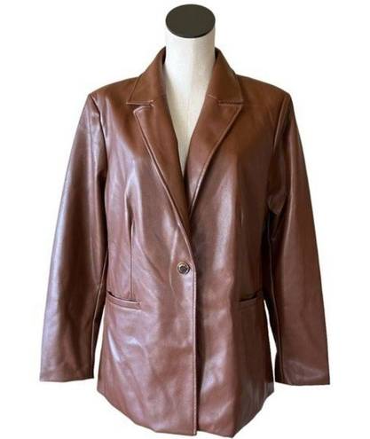 Marc New York NWT  ANDREW MARC FAUX LEATHER ONE BUTTON BLAZER JACKET LARGE