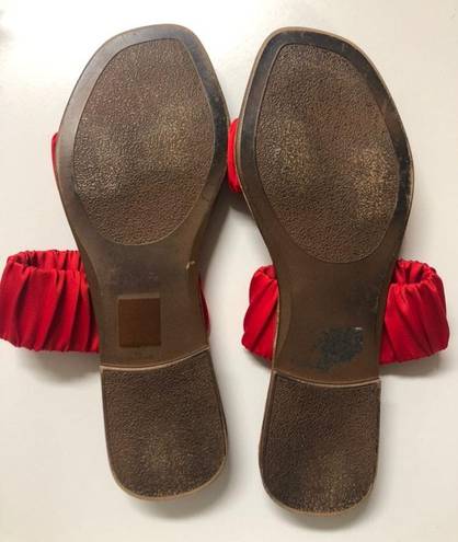 Barney’s New York Red Satin Double-band Sandals