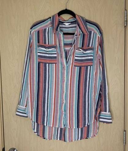 Caslon  Multi Color Striped Button Up Size Large