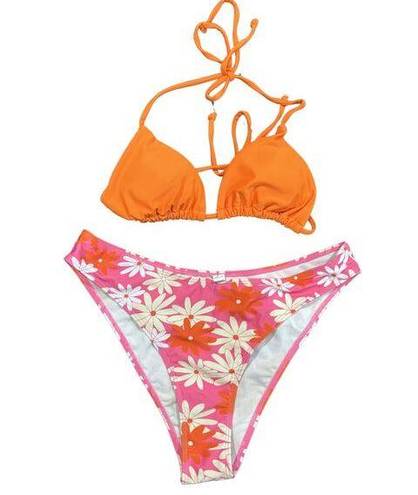 Daisy SUMMER Women's Orange & Pink  Bikini Set Sz L