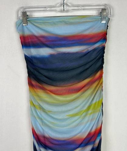 Caution to the Wind NWOT  Multicolor Strapless Ruched Bodycon Dress Size Small S