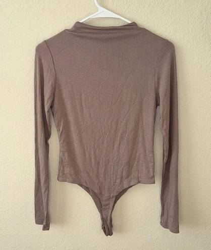 Naked Wardrobe NWT  Brown Long Sleeve Bodysuit