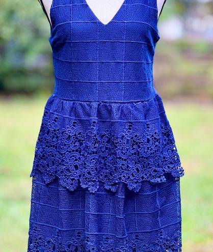 Alya  Blue Lace Tiered Dress Junior's Size Medium