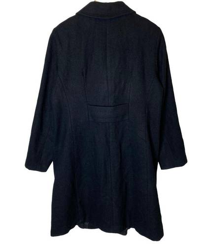 Vintage Stephanie Mathews Wool Coat Black Longline Button Front, size Medium