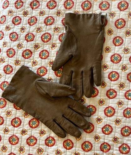 Krass&co Vintage Genuine Leather Brown Gloves 60s Fownes Bros &  size small