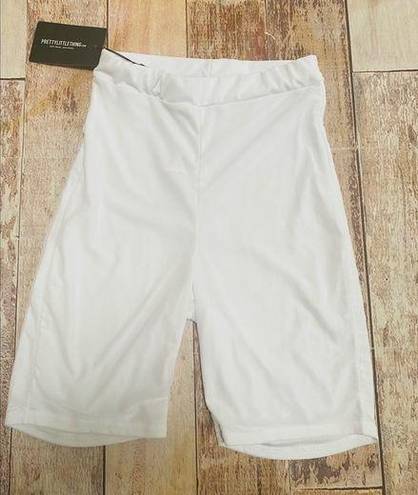 Pretty Little Thing  white mesh cycling shorts‎ size 6 NWT