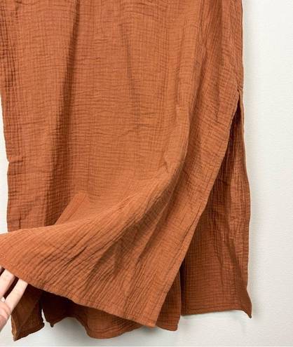 Lush Clothing Lush Orange Gauzy Cotton Oversized Midi Shirt Dress Size Small