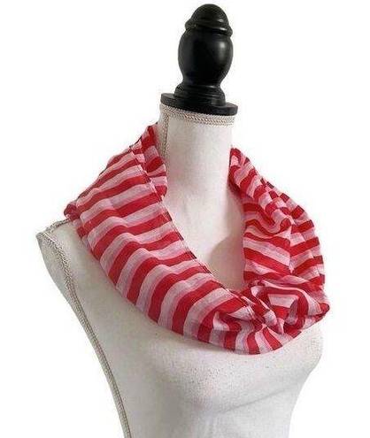 infinity  Style Fashion Scarf Red White & Pink Multi Stripe Women’s Size OSFM