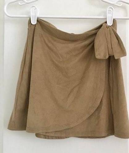 Full Tilt Faux Khaki Suede Wrap Skirt