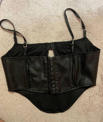 Leather Corset Top Black Size M