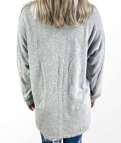 AB Studio  Embellished Heather Gray Long Sleeve Tee