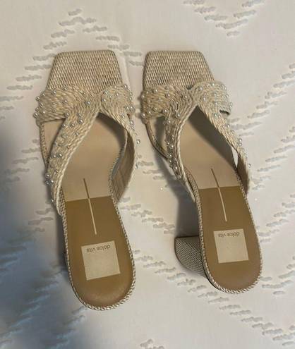 Dolce Vita Pearl Woven Heels Tan Size 8.5