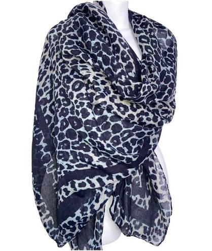 BP NWT  Nordstrom Large Animal Print Scarf Blue Brown Multi Lightweight