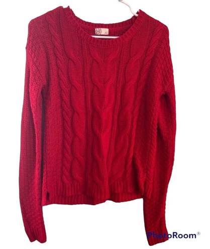 SO Red Cable Knit Pull Over Long Sleeve Sweater Women’s Size Small