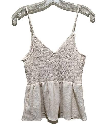 Wishlist  Smocked Peplum Tank Top Cream Size Small