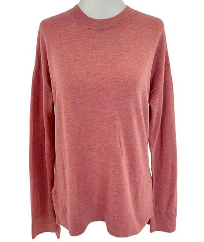 Lou & grey High Low Hem Crewneck Sweater Long Sleeve Pullover Pink Size Medium