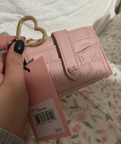 Juicy Couture pink card holder with heart keychain