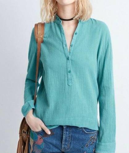 Zadig & Voltaire  Tone Crinkle Button Front Long Sleeve Top Size Medium