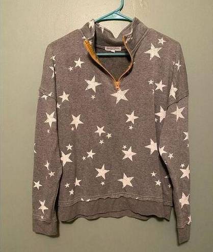 Grayson Threads  Gray Star Zip Collar Sweatshirt Size Large