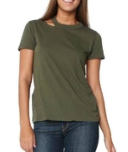 n:philanthropy Zander Distressed Short Sleeve Cotton T Shirt Olive Green Medium