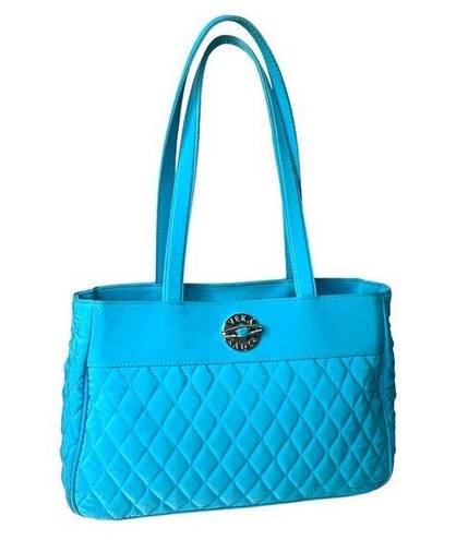 Vera Bradley  SHOULDER HANDBAG Quilted Turquoise Blue 3 Section Toggle Satchel!