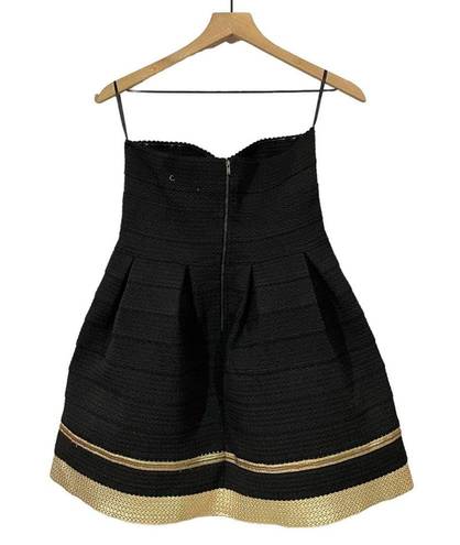 Sans Souci  Fit and Flare Structured Strapless Dress - Black/Gold - Medium